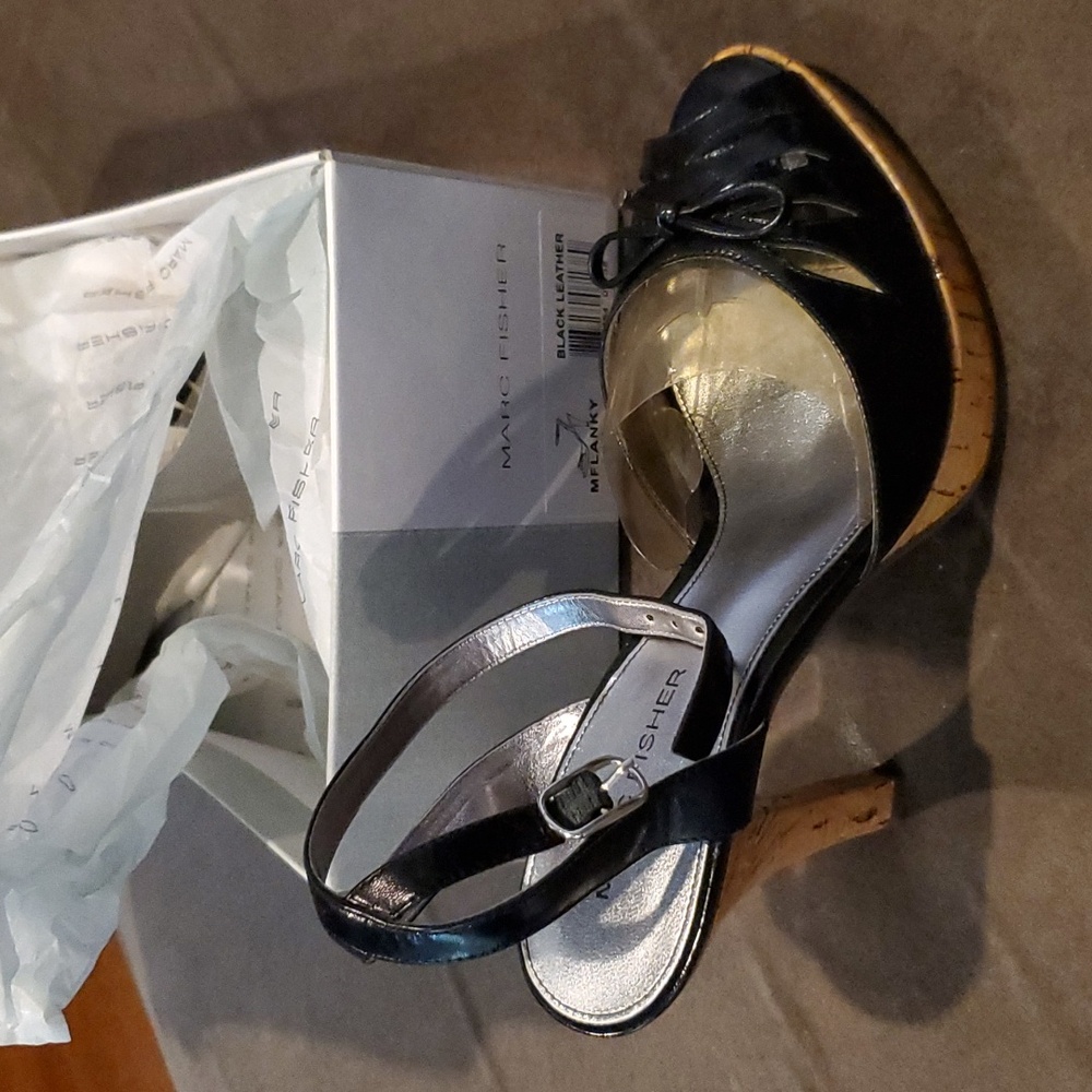 Brand New Marc Fisher Black Leather Heels
